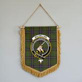 MacMillan Hunting Modern Tartan Crest Wall Hanging Banner - Wood Pole